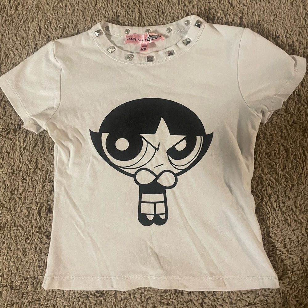 Dollskill x Powerpuff girls buttercup graphic tee crop top